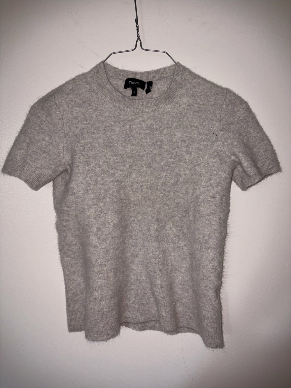 Theory Cashmere Women's Soft Short-Sleeve Knit Sweater - Light Gray
